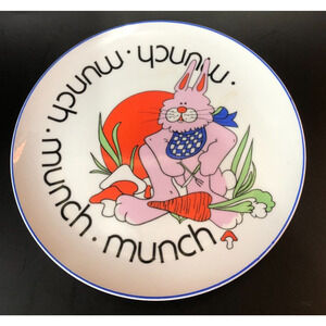Animal Antics by Sandy Traub for Taste Setter Sigma Plate Rabbit Munch Mushroom
